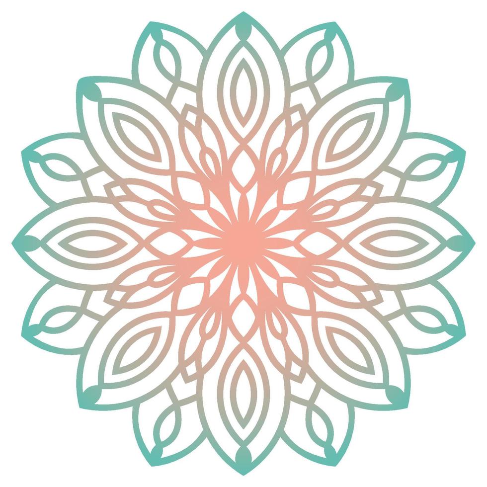 Colorful gradient flower mandala. Hand drawn decorative element. Ornamental round doodle floral element isolated on white background. vector