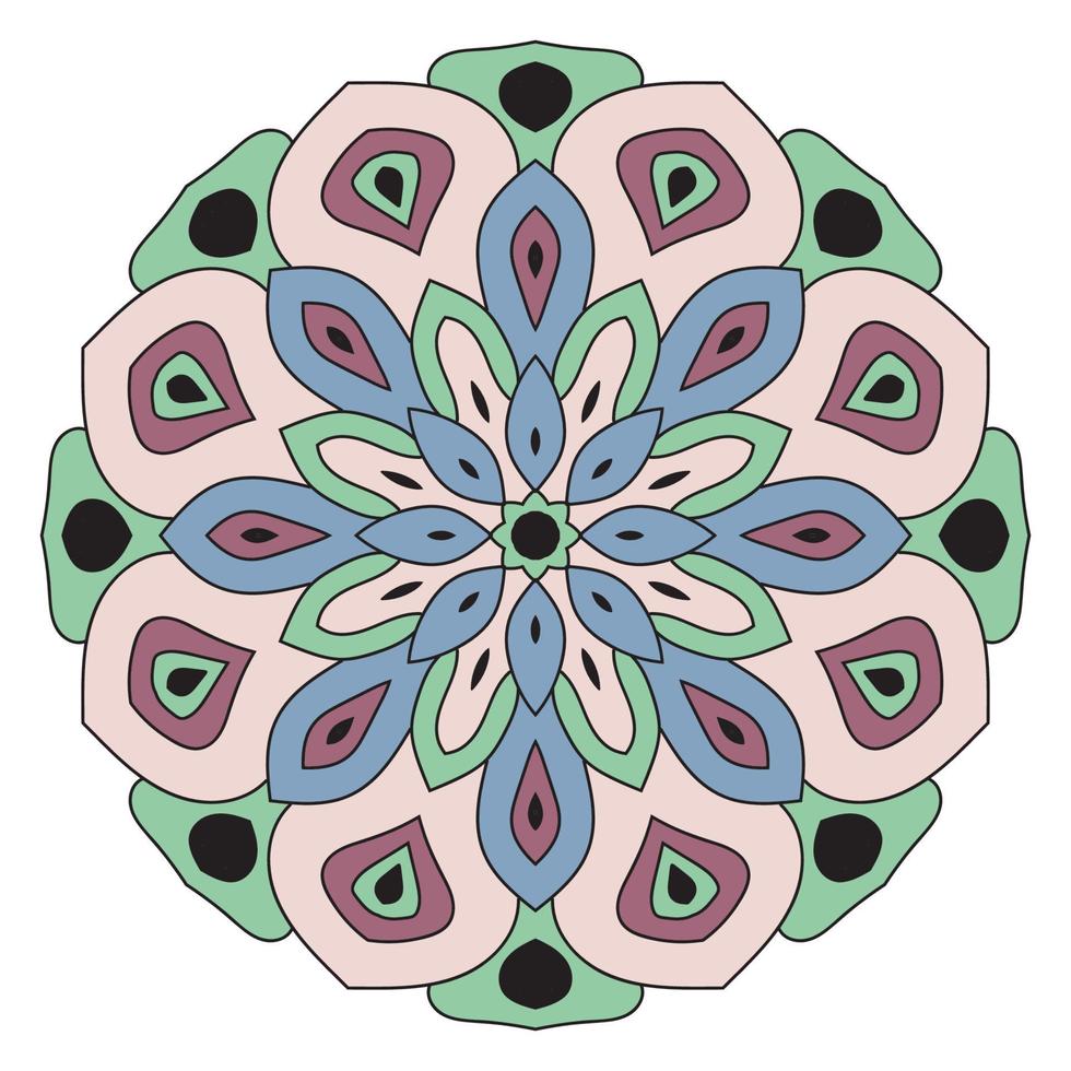 Cute colorful Mandala. Ornamental round doodle flower isolated on white background. Geometric decorative ornament in ethnic oriental style. vector