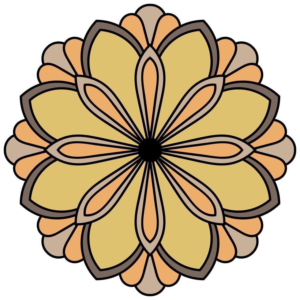 lindo colorido mandala. flor de garabato redonda ornamental aislada sobre fondo blanco. ornamento decorativo geométrico en estilo étnico oriental. vector