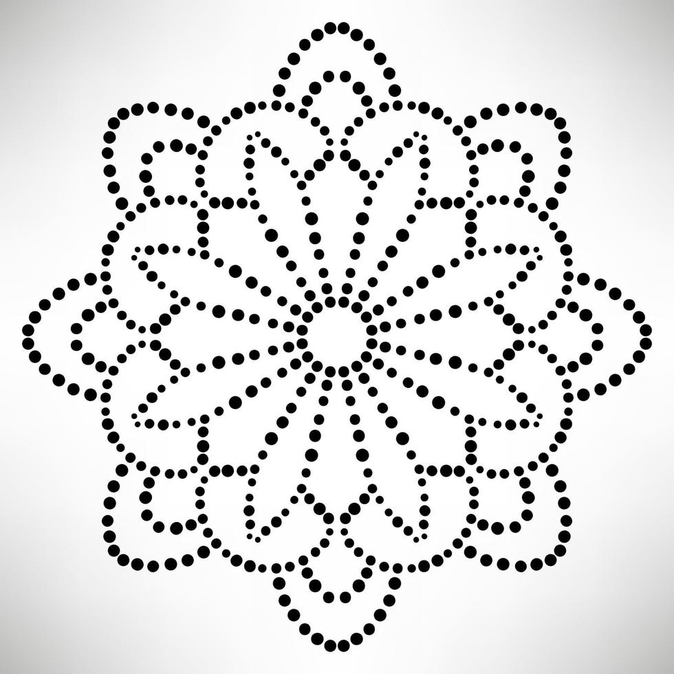 Dotted flower mandala. Decorative element. Ornamental round doodle isolated on white background. Geometric circle element. vector