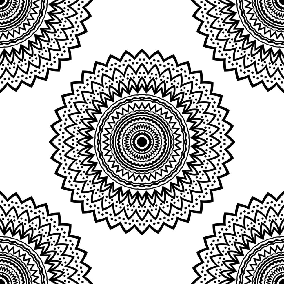 patrón sin costuras de fantasía con mandala ornamental. fondo de flor de garabato redondo abstracto. círculo geométrico floral. ilustración vectorial vector