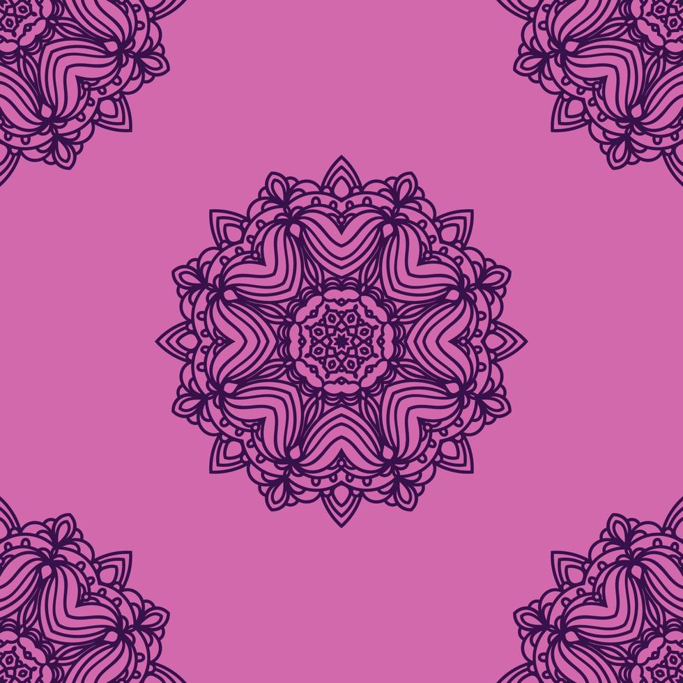 Fantasy seamless pattern with ornamental mandala. Abstract round doodle flower background. Floral geometric circle. vector