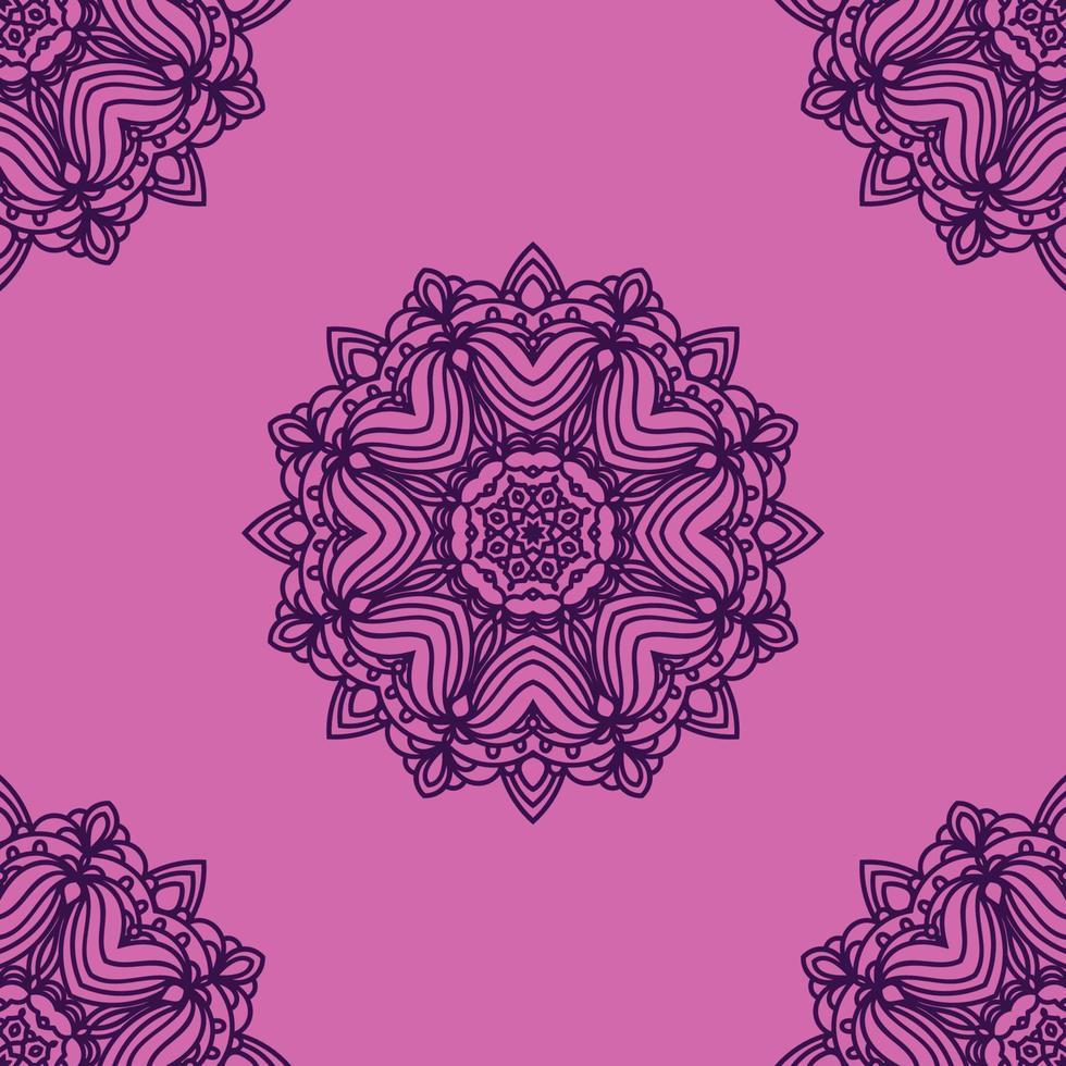 patrón sin costuras de fantasía con mandala ornamental. fondo de flor de garabato redondo abstracto. círculo geométrico floral. vector