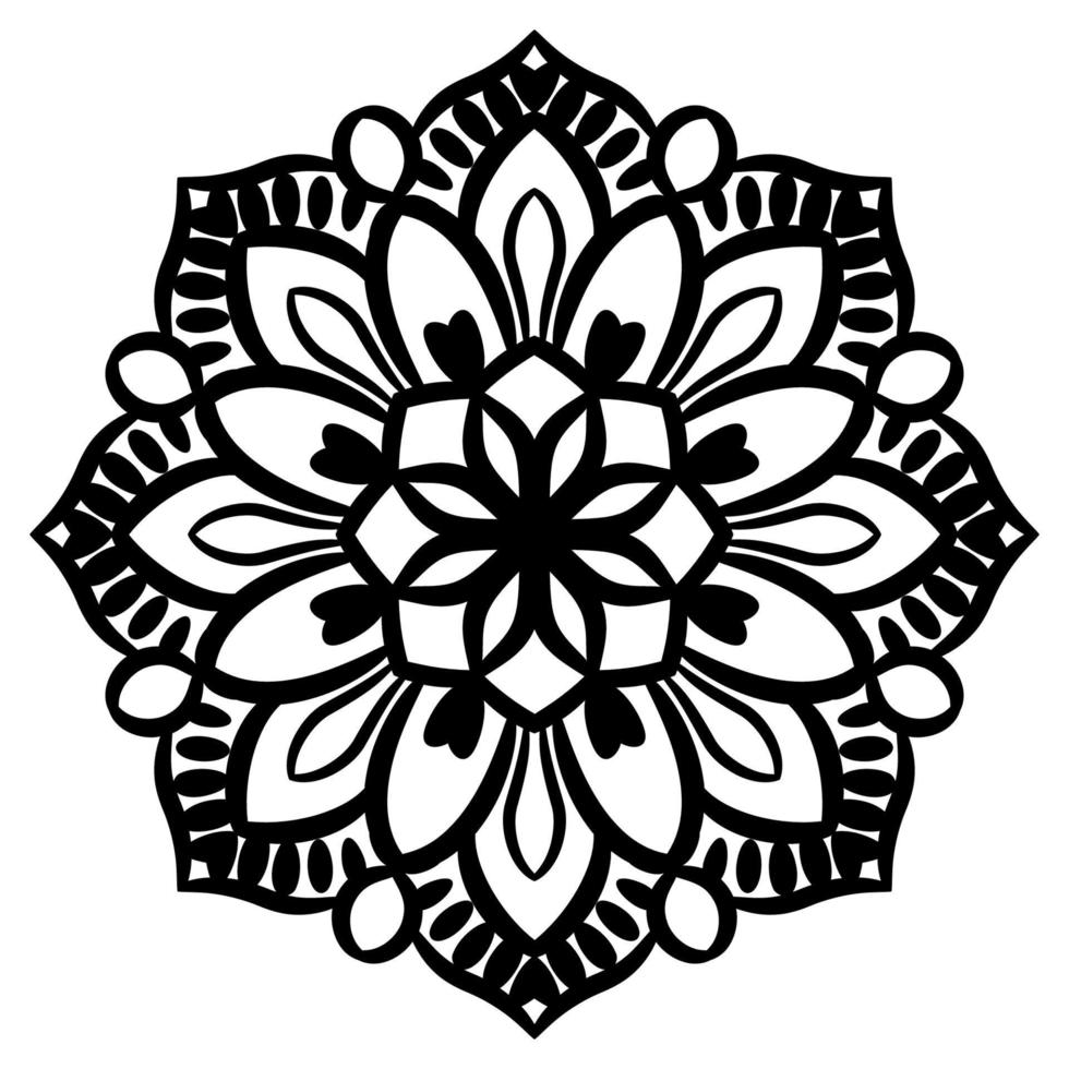 esquema mandala. flor de garabato redonda ornamental aislada sobre fondo blanco. elemento de círculo geométrico. vector