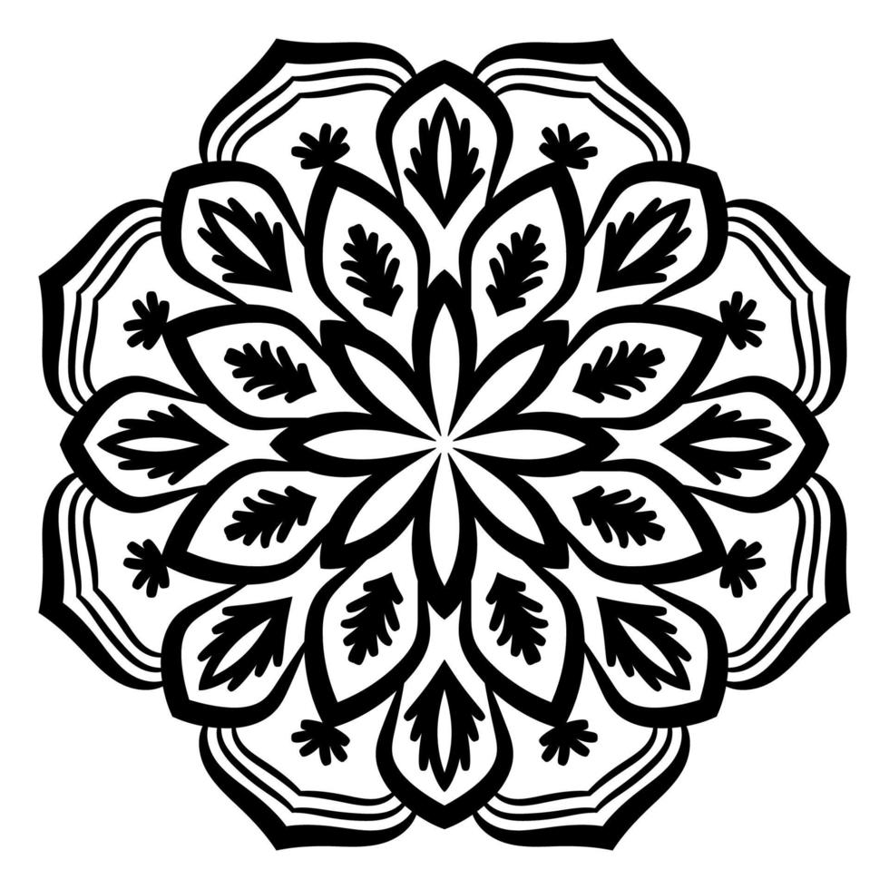 esquema mandala. flor de garabato redonda ornamental aislada sobre fondo blanco. elemento de círculo geométrico. vector