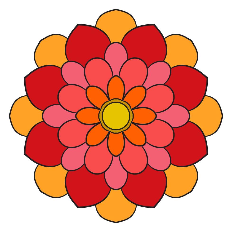 lindo colorido mandala. flor de garabato redonda ornamental aislada sobre fondo blanco. ornamento decorativo geométrico en estilo étnico oriental. vector