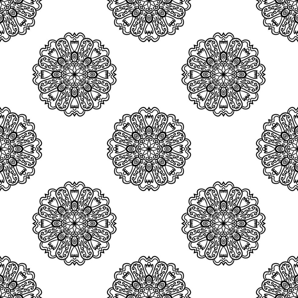 patrón sin costuras de fantasía con mandala ornamental. fondo de flor de garabato redondo abstracto. círculo geométrico floral. vector