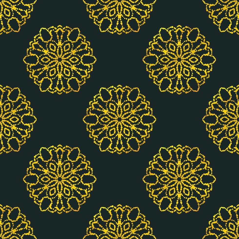 patrón sin costuras degradado de fantasía con mandala ornamental. fondo de flor de garabato redondo abstracto. círculo geométrico floral. vector