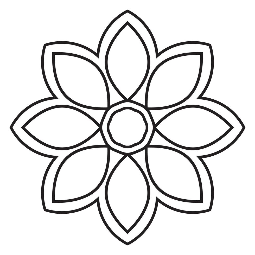 lindo mandala. flor ornamental redonda del doodle aislada en el fondo blanco. ornamento decorativo geométrico en estilo étnico oriental. vector