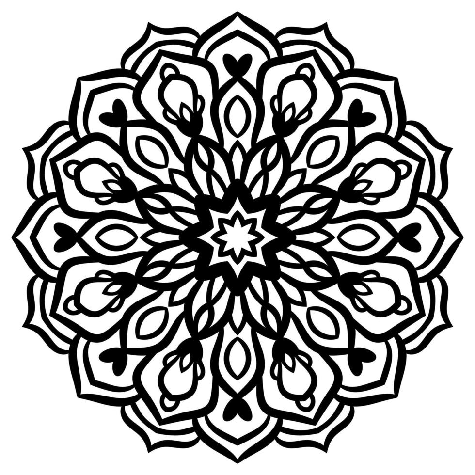 esquema mandala. flor de garabato redonda ornamental aislada sobre fondo blanco. elemento de círculo geométrico. vector