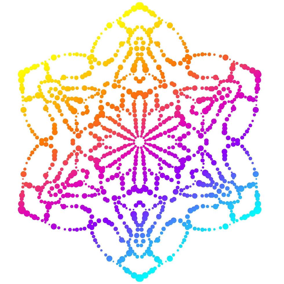 Dotted flower mandala. Decorative element. Ornamental round doodle isolated on white background. Geometric circle element. vector