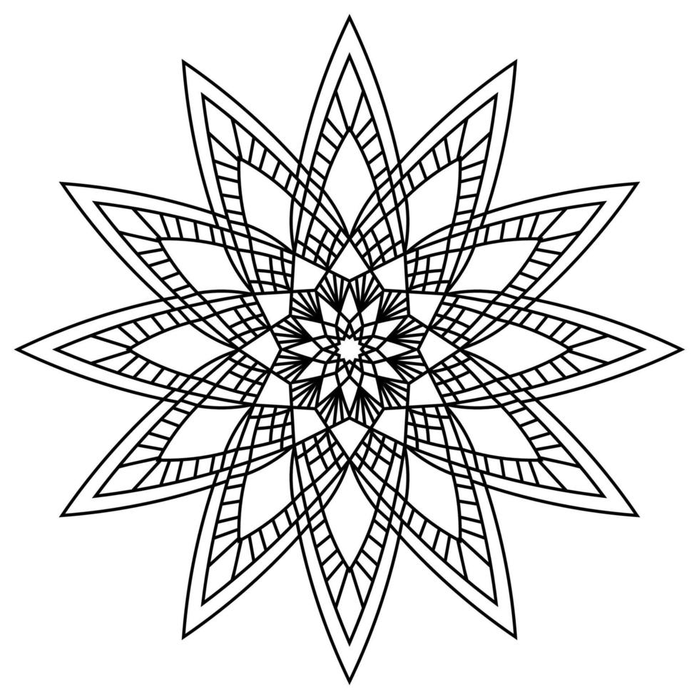 lindo mandala. flor ornamental redonda del doodle aislada en el fondo blanco. ornamento decorativo geométrico en estilo étnico oriental. vector