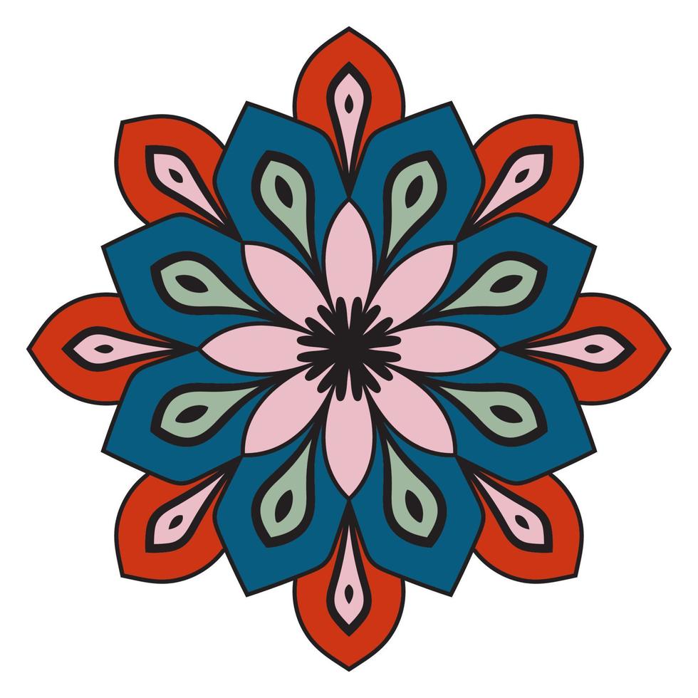 Cute colorful Mandala. Ornamental round doodle flower isolated on white background. Geometric decorative ornament in ethnic oriental style. vector