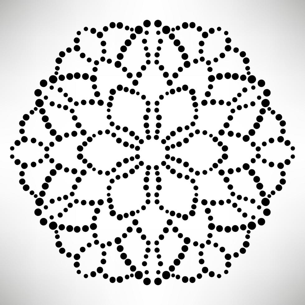 Dotted flower mandala. Decorative element. Ornamental round doodle isolated on white background. Geometric circle element. vector