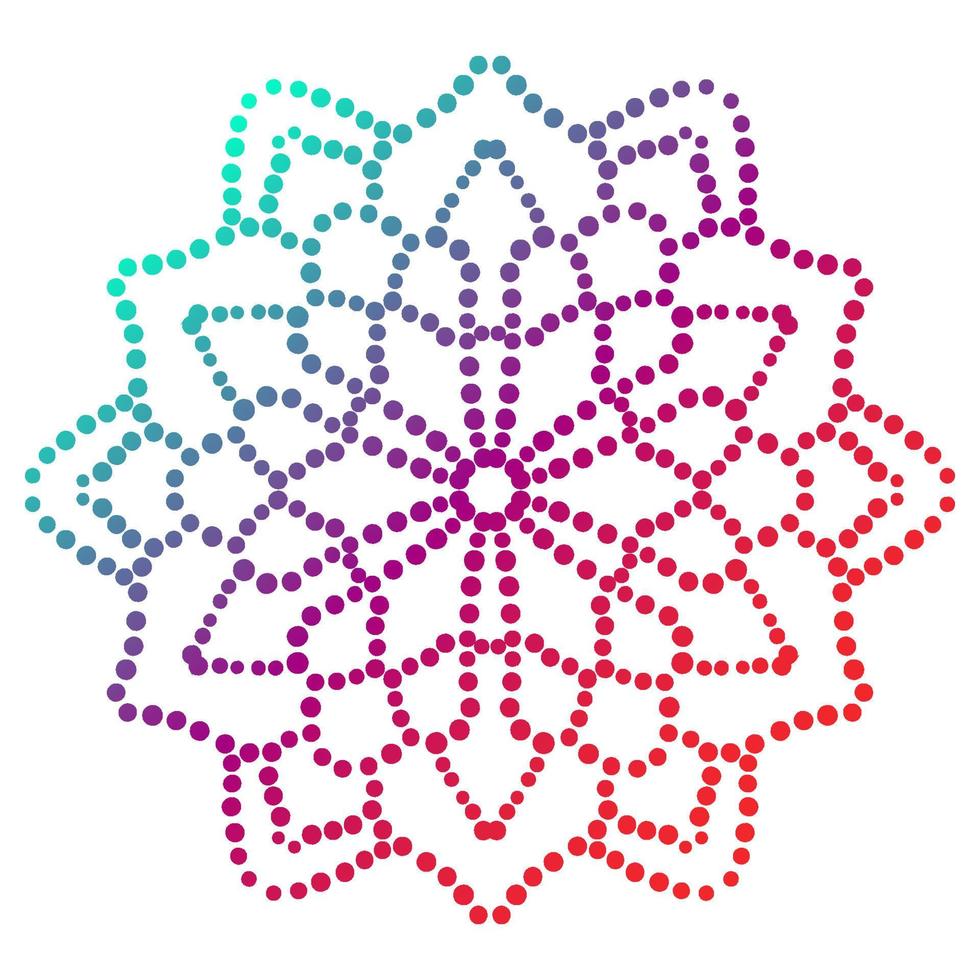 Dotted flower mandala. Decorative element. Ornamental round doodle isolated on white background. Geometric circle element. vector