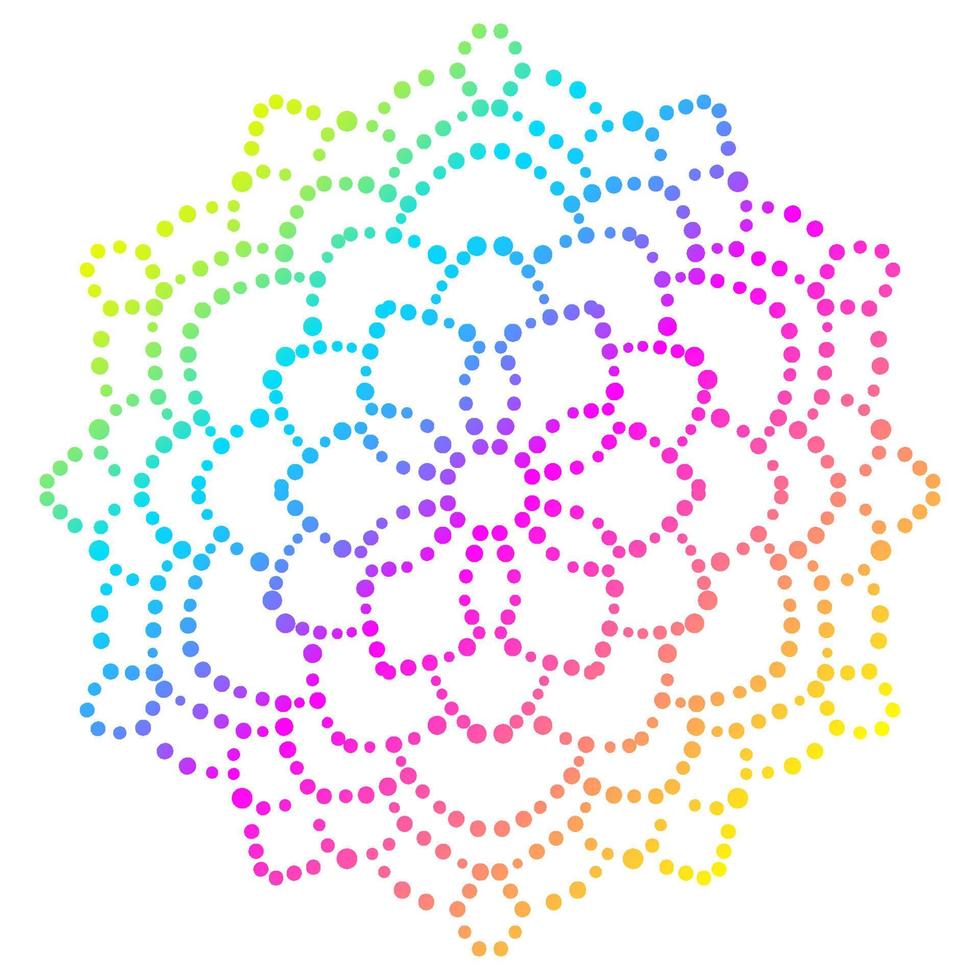 Dotted flower mandala. Decorative element. Ornamental round doodle isolated on white background. Geometric circle element. vector