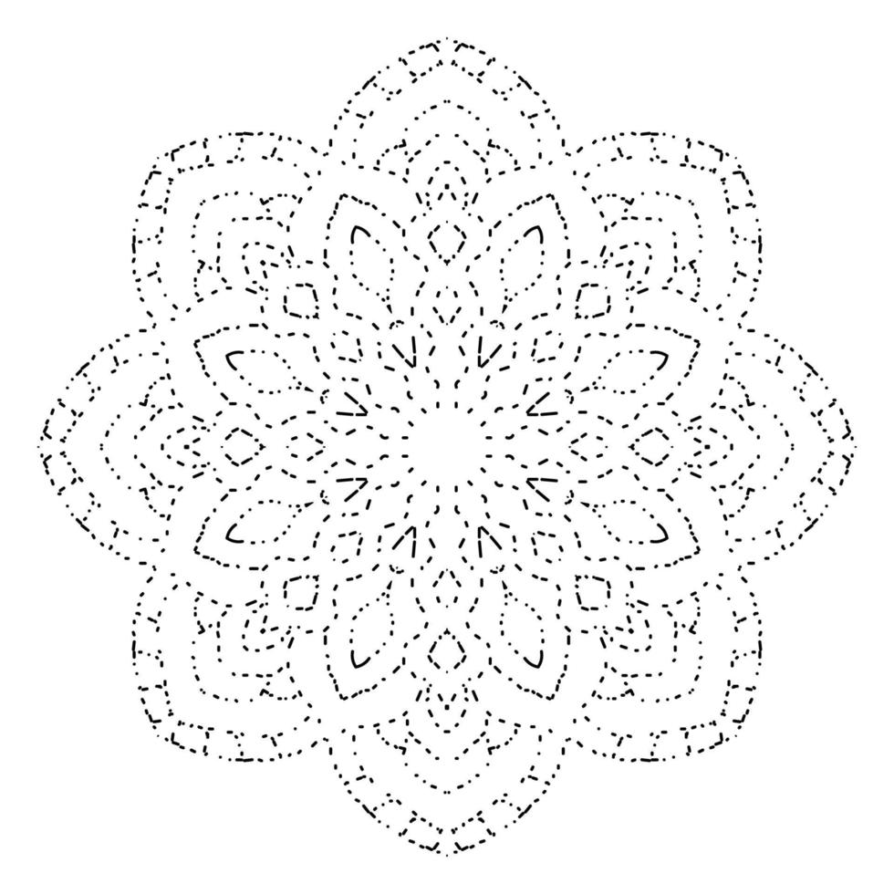 mandala de flores punteadas. elemento decorativo garabato redondo ornamental aislado sobre fondo blanco. elemento de círculo geométrico. vector