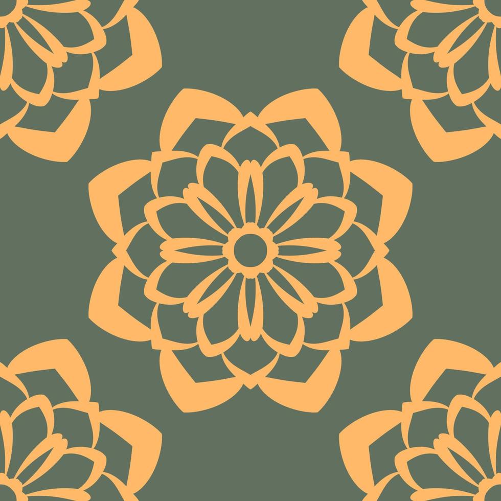 Fantasy seamless pattern with ornamental mandala. Abstract round doodle flower background. Floral geometric circle. vector