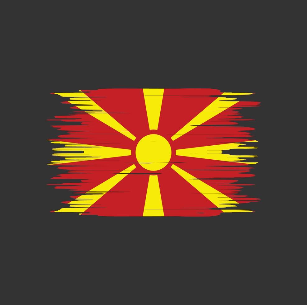 trazo de pincel de la bandera de macedonia del norte. bandera nacional vector