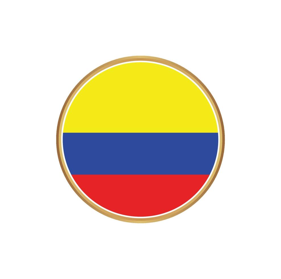 Colombia flag with golden frame vector