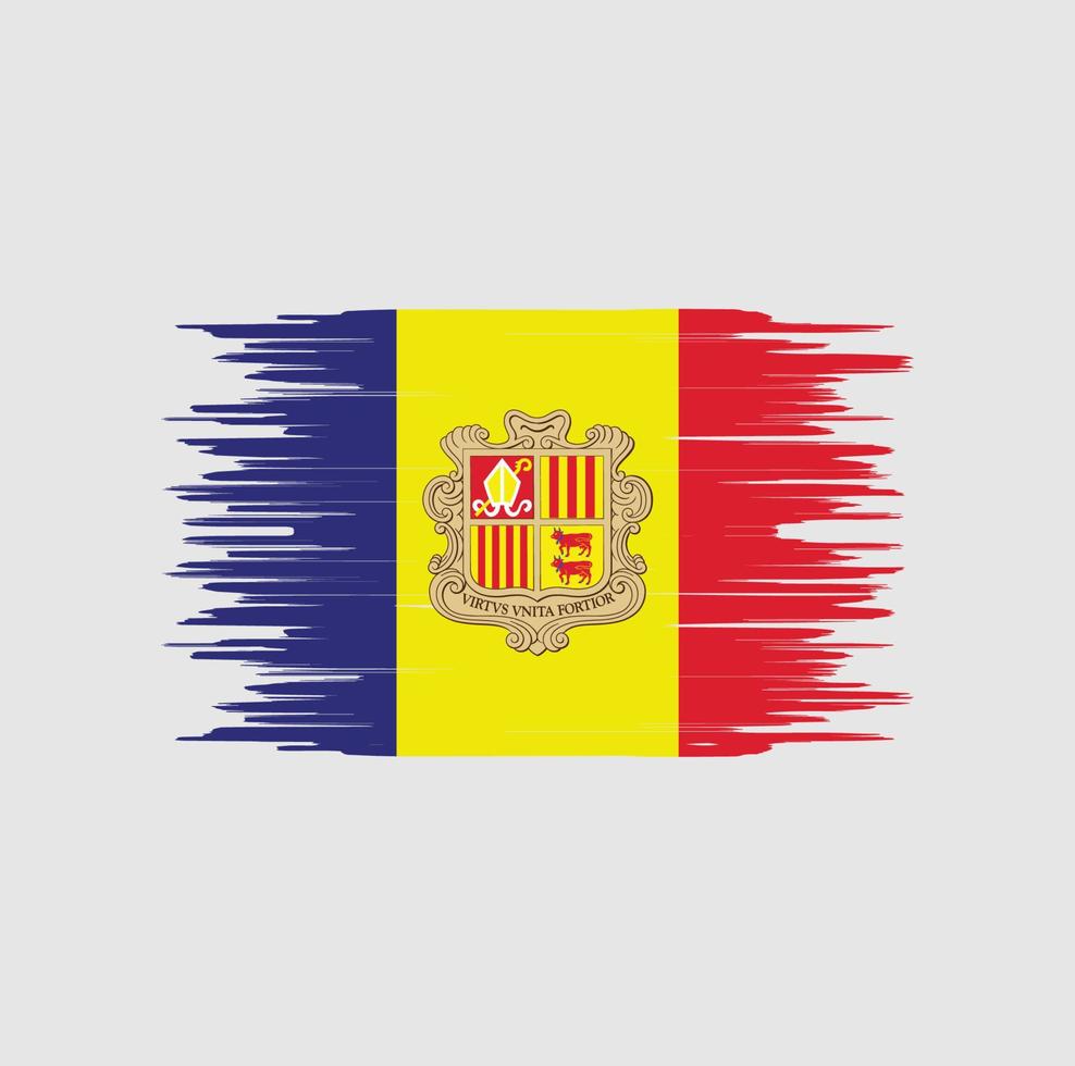 trazo de pincel de la bandera de andorra. bandera nacional vector