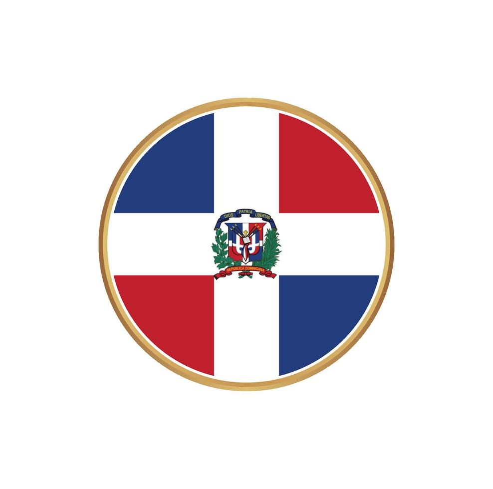 Dominican Republic flag with golden frame vector