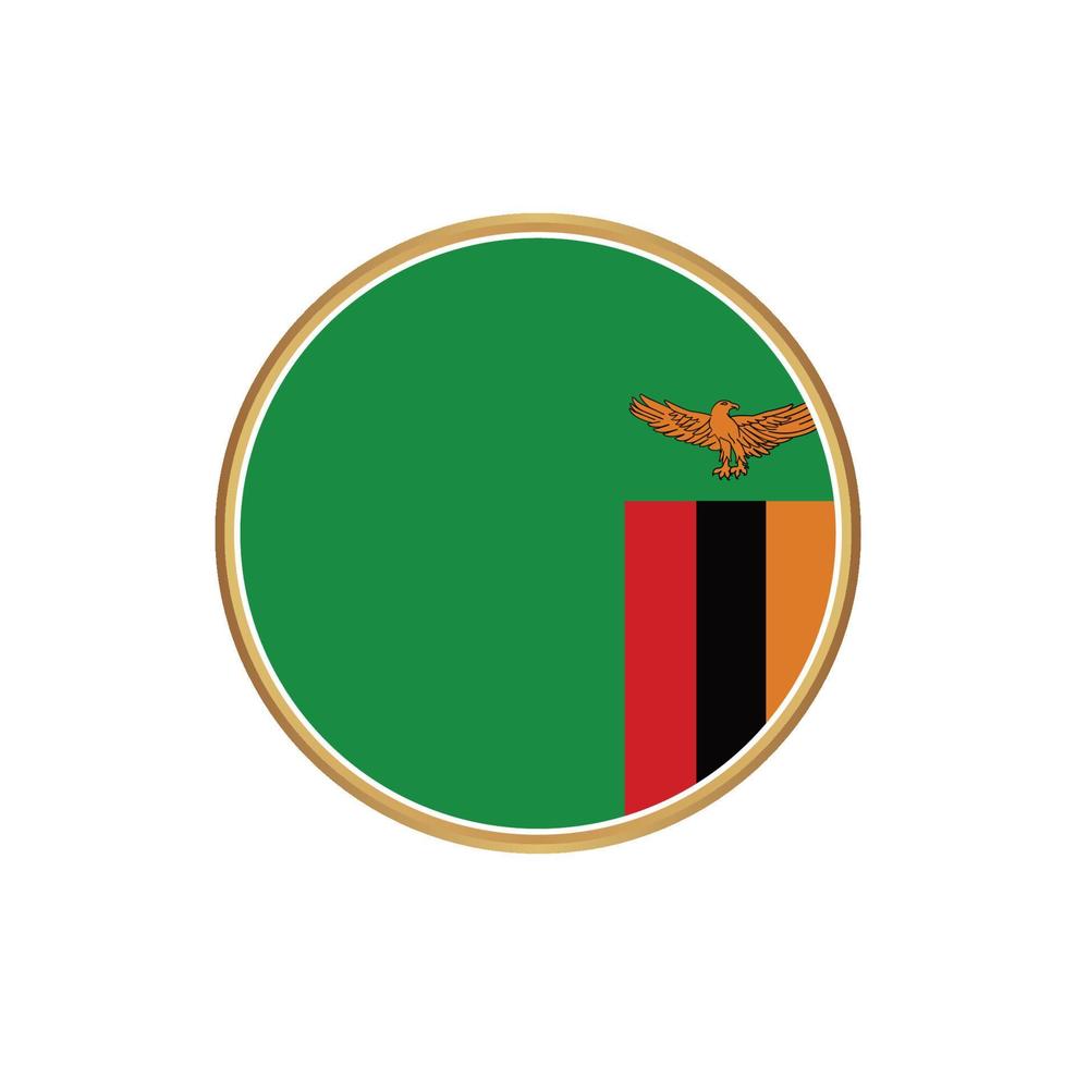 Zambia flag with golden frame vector