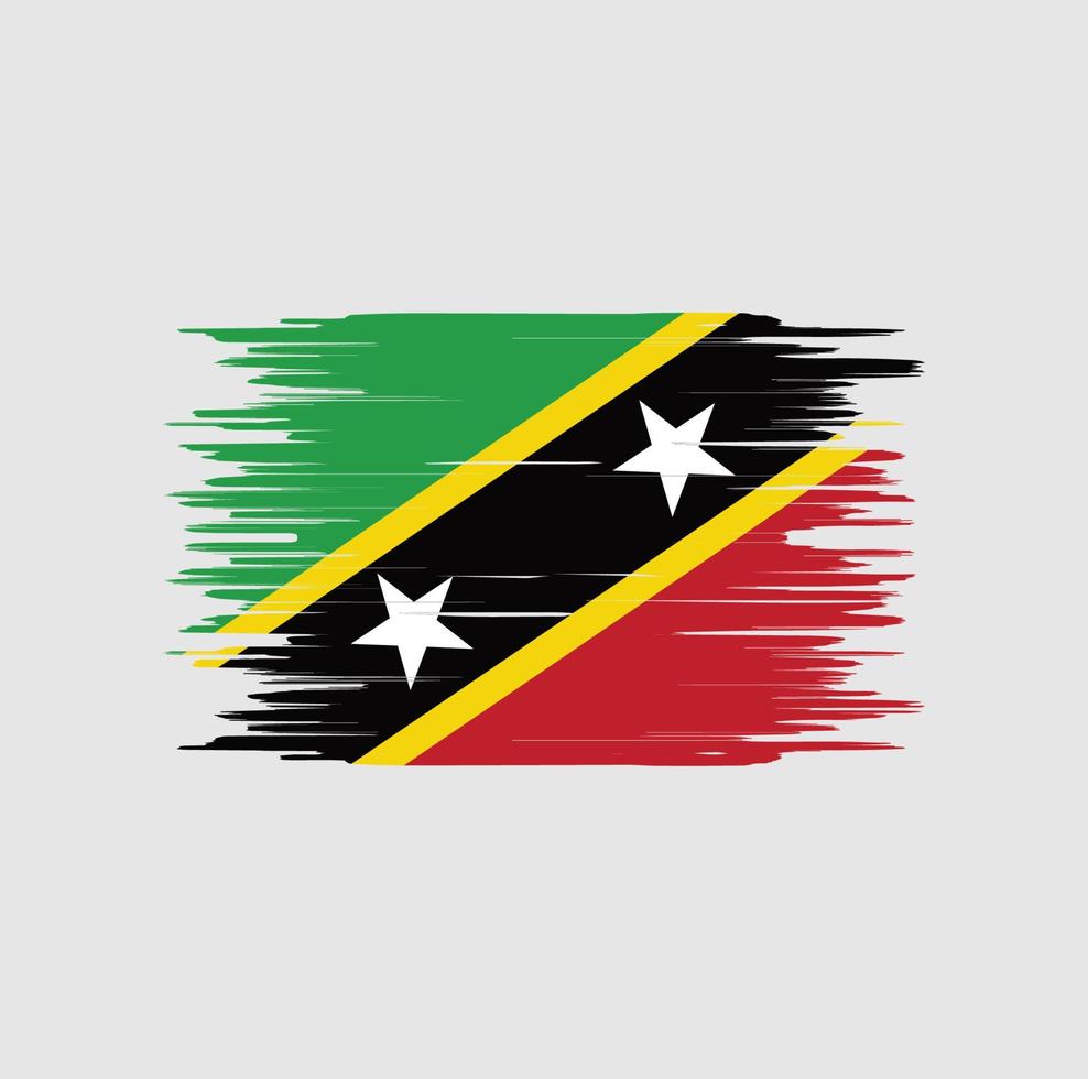 Saint Kitts and Nevis flag brush stroke. National flag vector