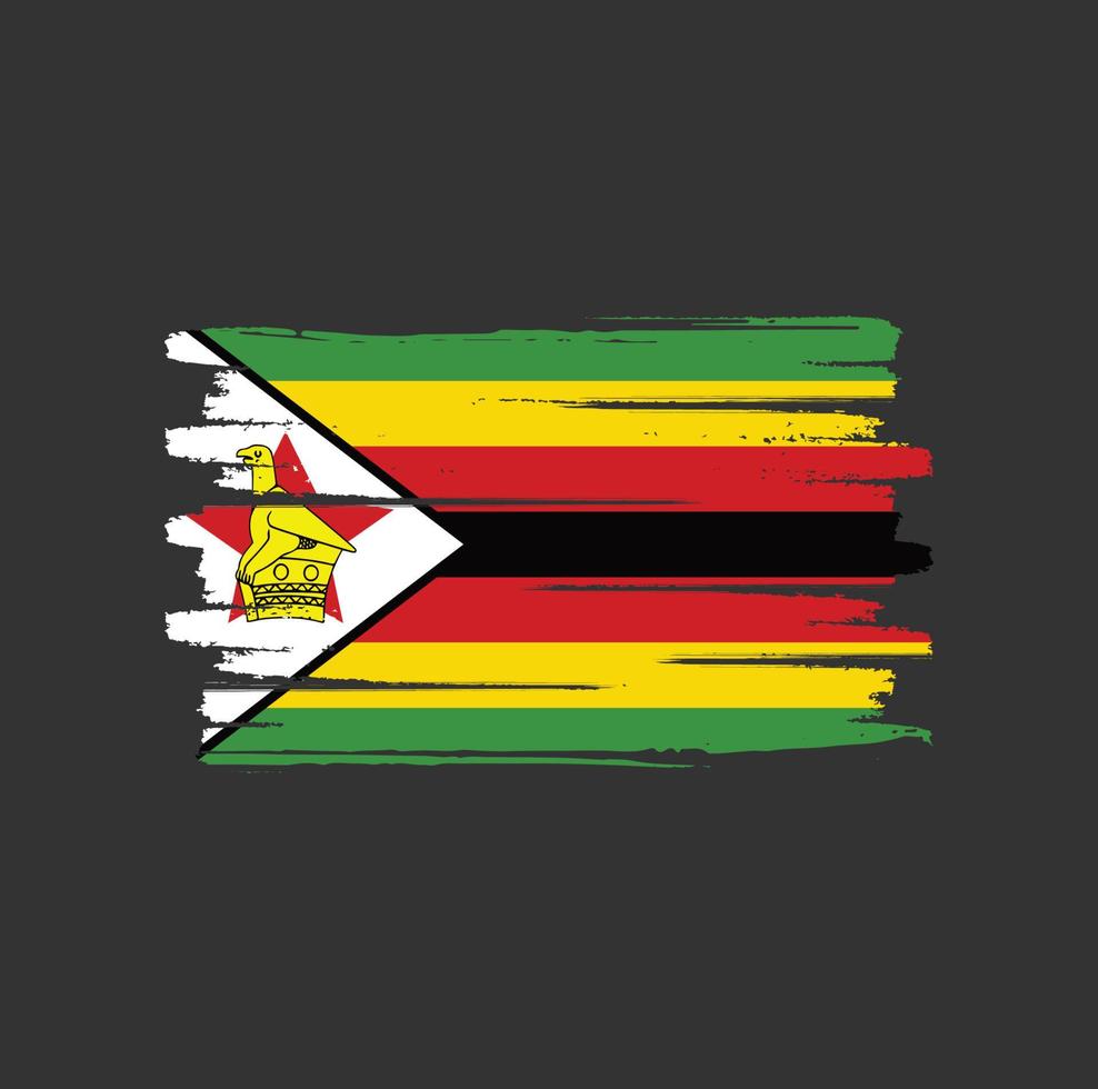 Zimbabwe flag brush strokes vector