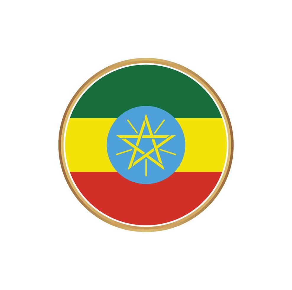 Ethiopia flag with golden frame vector