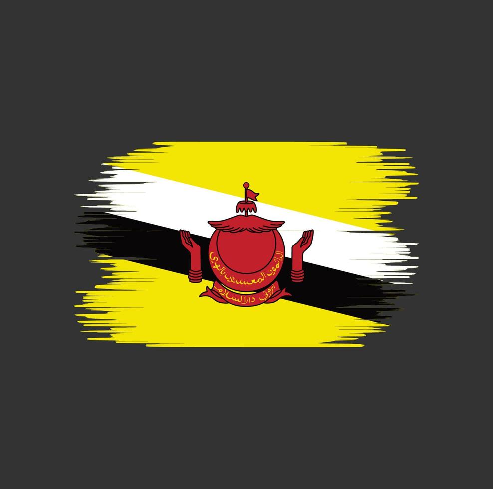 Brunei flag brush stroke. National flag vector