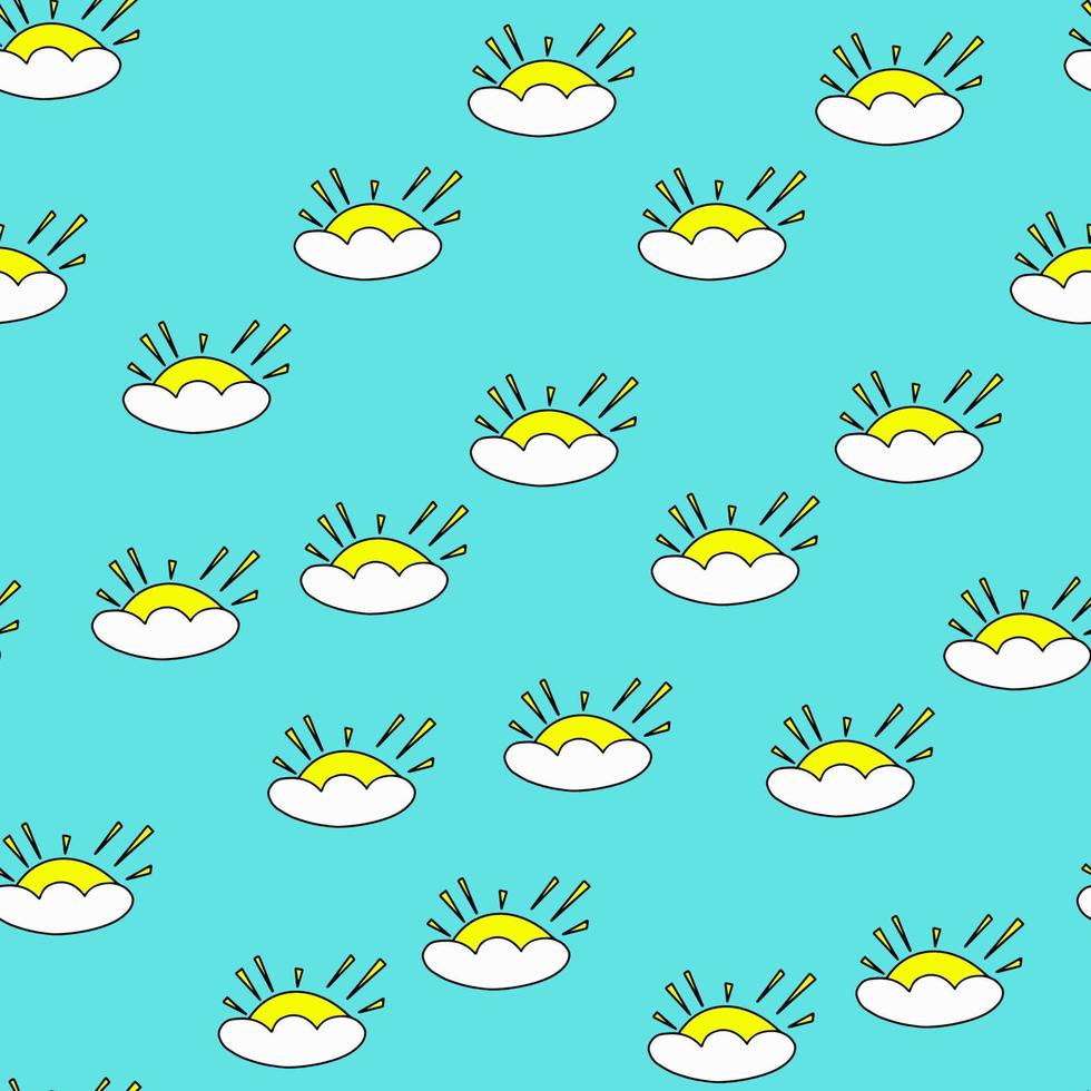 seamless pattern with clouds and sun vector