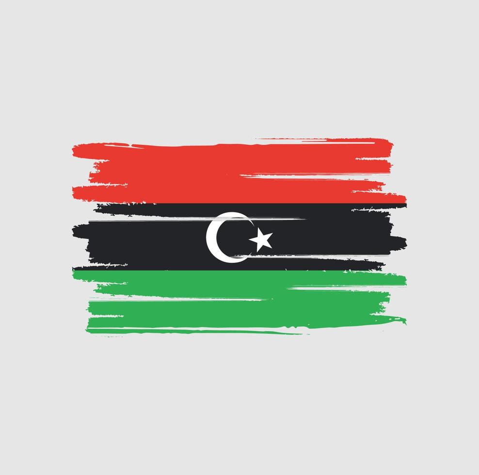 trazos de pincel de bandera de libia vector