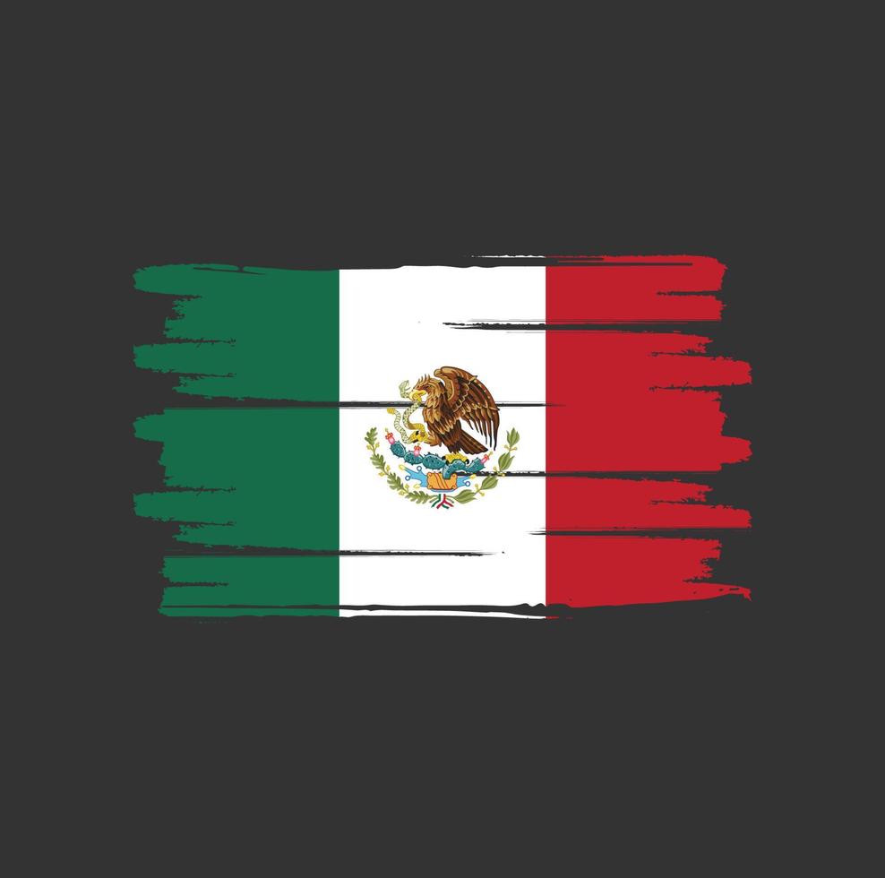 Mexico flag brush strokes vector