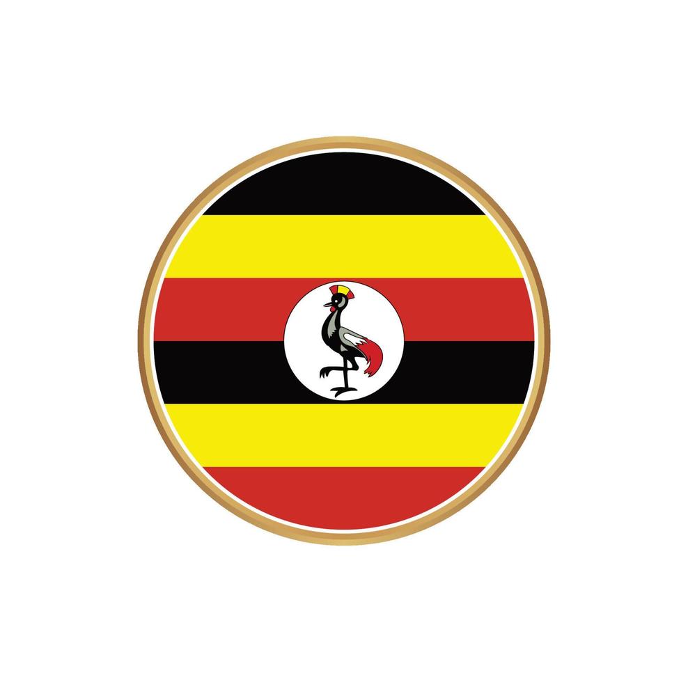 Uganda flag with golden frame vector