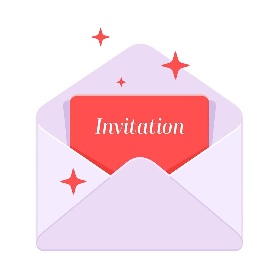 Invitation. Invitation envelope. Icon. Vector illustration isolated on white background