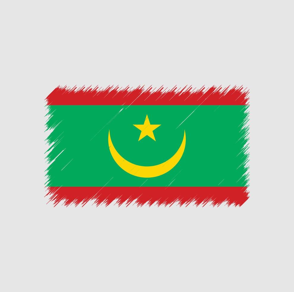 trazo de pincel de bandera de mauritania. bandera nacional vector