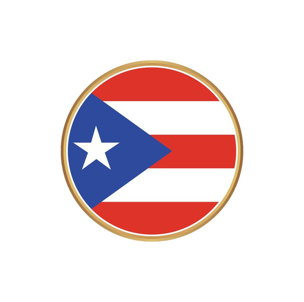 Puerto Rico flag with golden frame vector