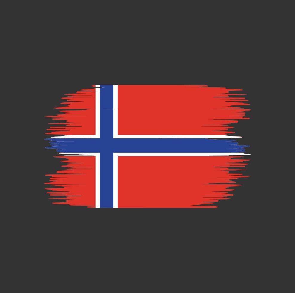 trazo de pincel de bandera de noruega. bandera nacional vector