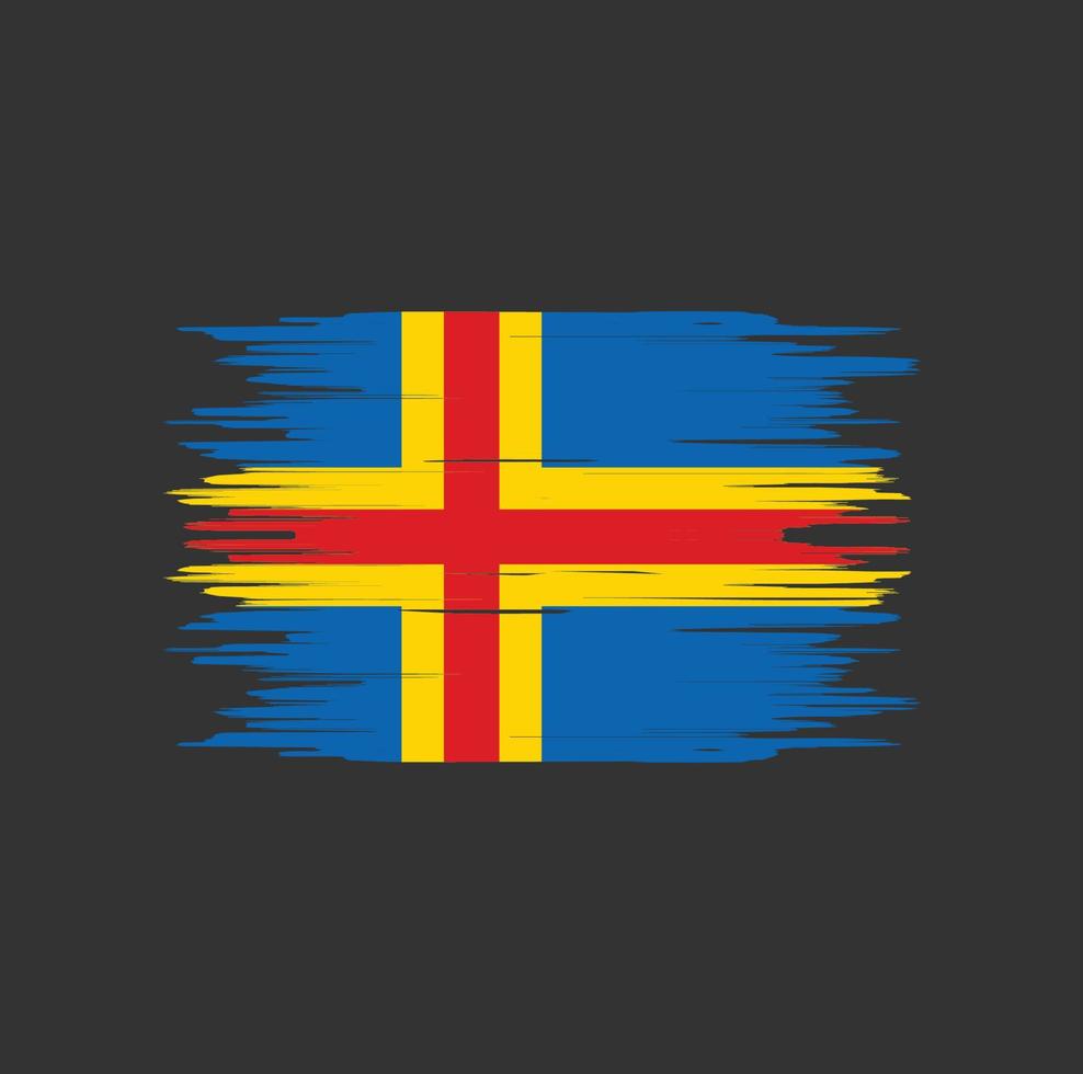 trazo de pincel de la bandera de las islas aland. bandera nacional vector