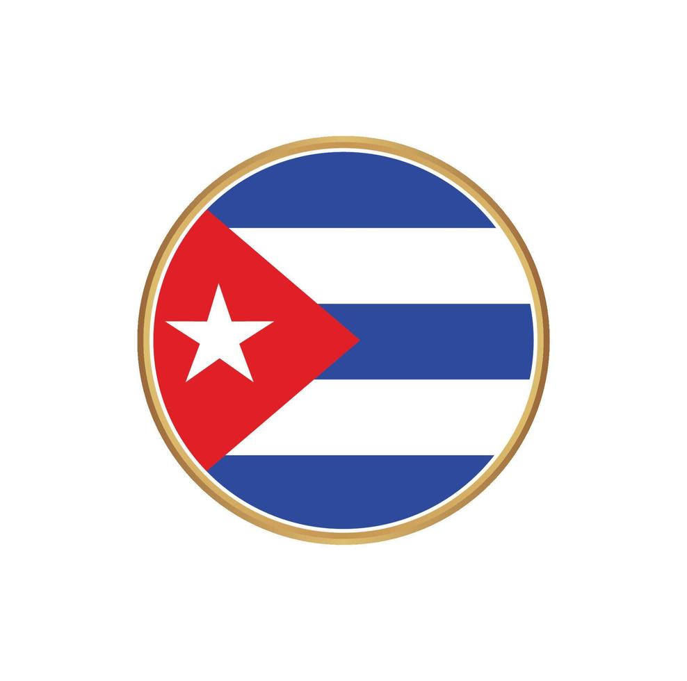 Cuba flag with golden frame vector