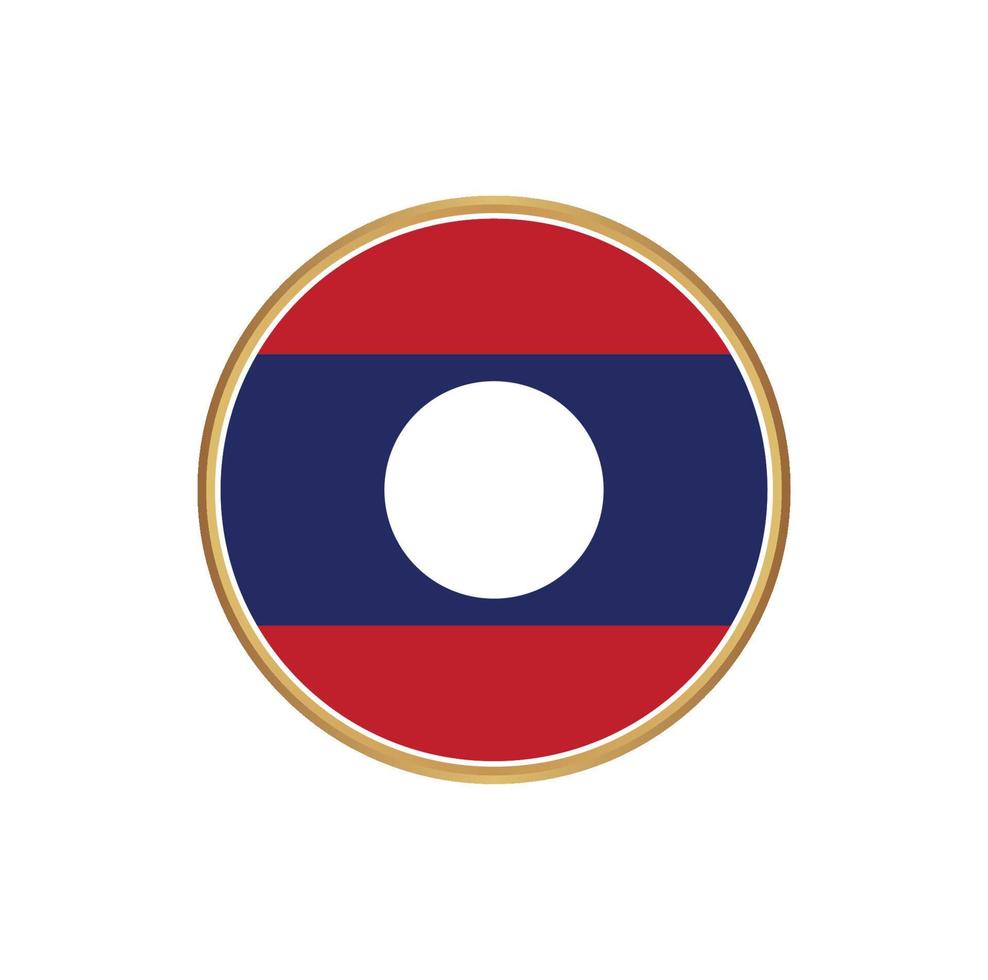 Laos flag with golden frame vector