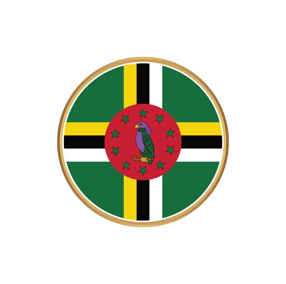 Dominica flag with golden frame vector