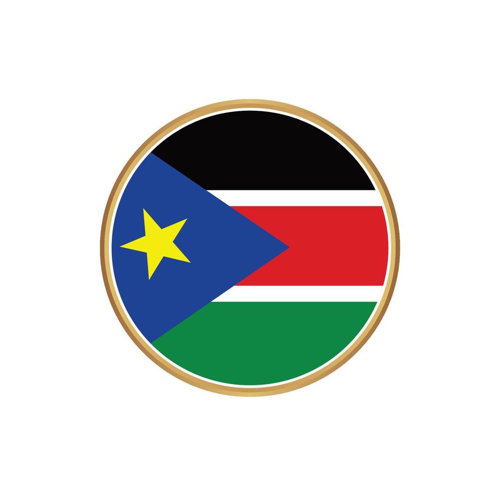 South Sudan flag with golden frame vector