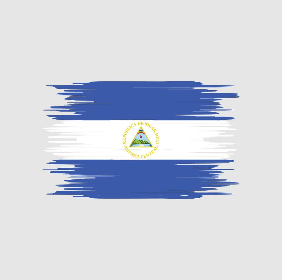 trazo de pincel de bandera de nicaragua. bandera nacional vector