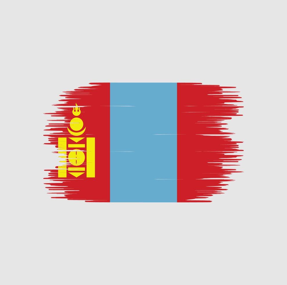 trazo de pincel de bandera de mongolia. bandera nacional vector