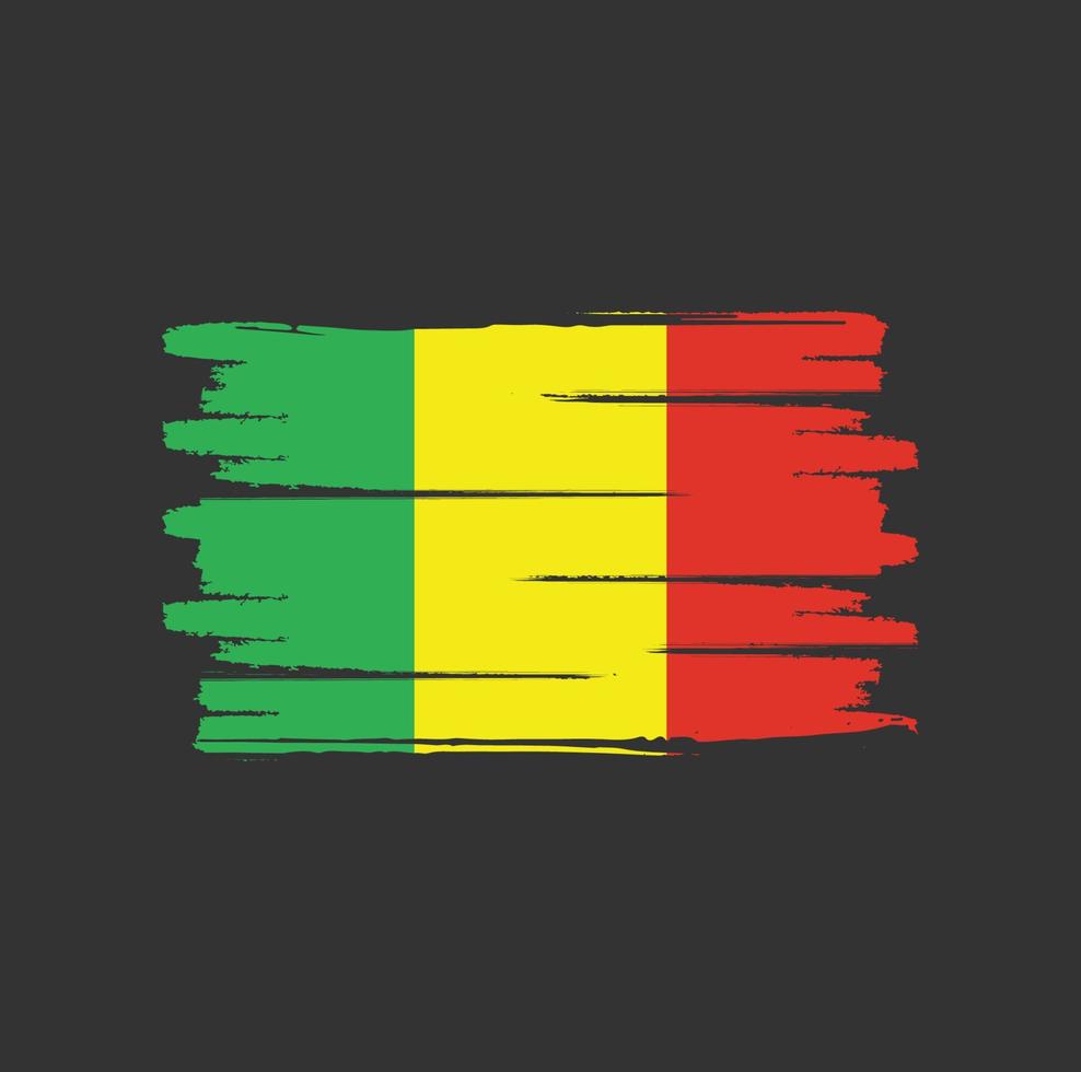 Mali flag brush strokes vector