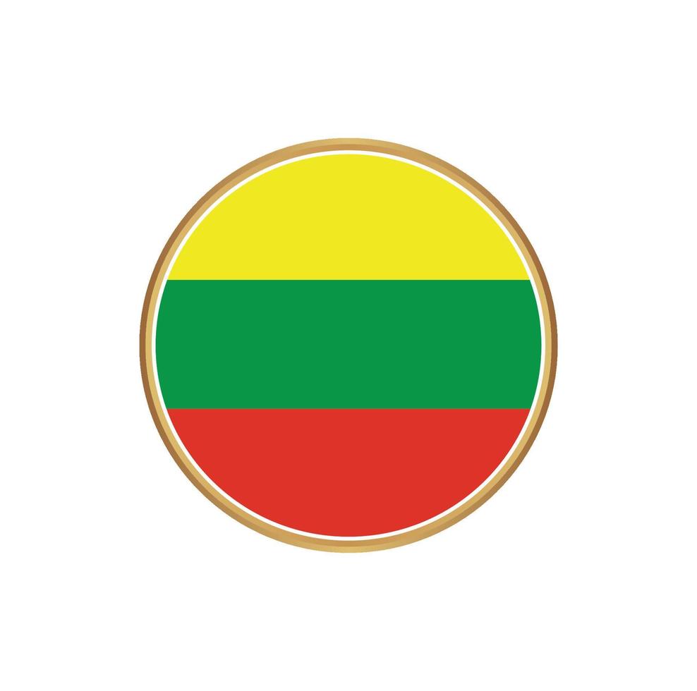 Lithuania flag with golden frame vector
