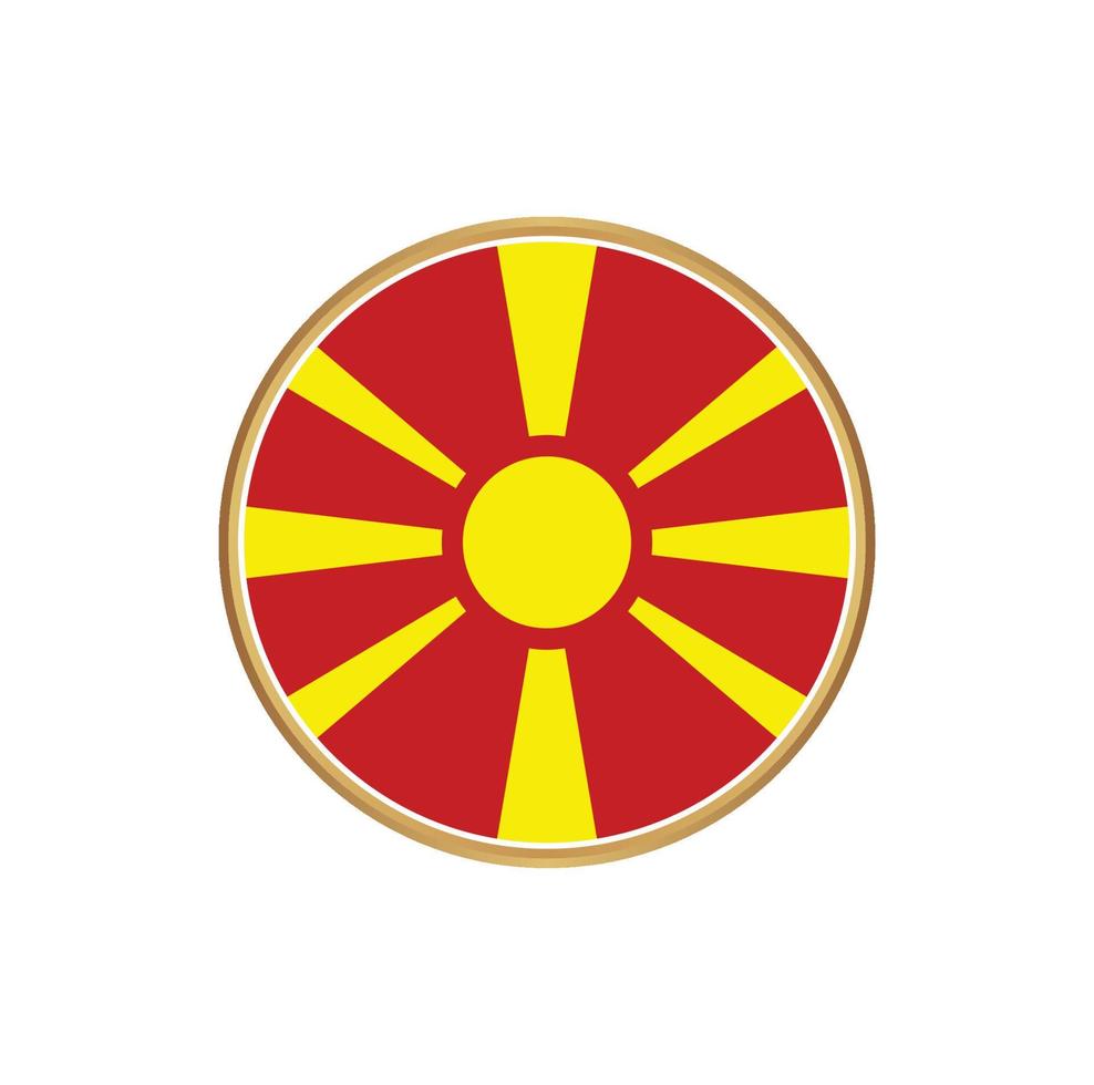 bandera de macedonia del norte con marco dorado vector