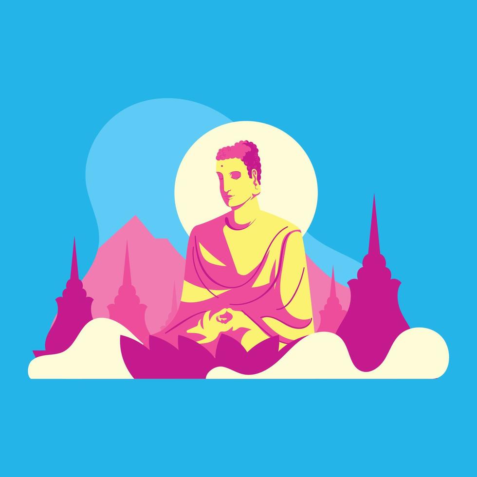 Vesak Day in Budha Temple vector